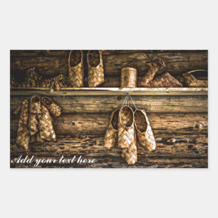 Bast shoes on the wall rectangular sticker