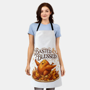 Basted & Blessed Funny Turkey Thanksgiving Dinner Apron