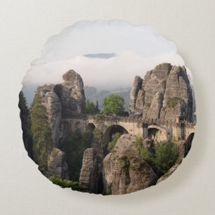 Bastei Bridge In Germany round pillow