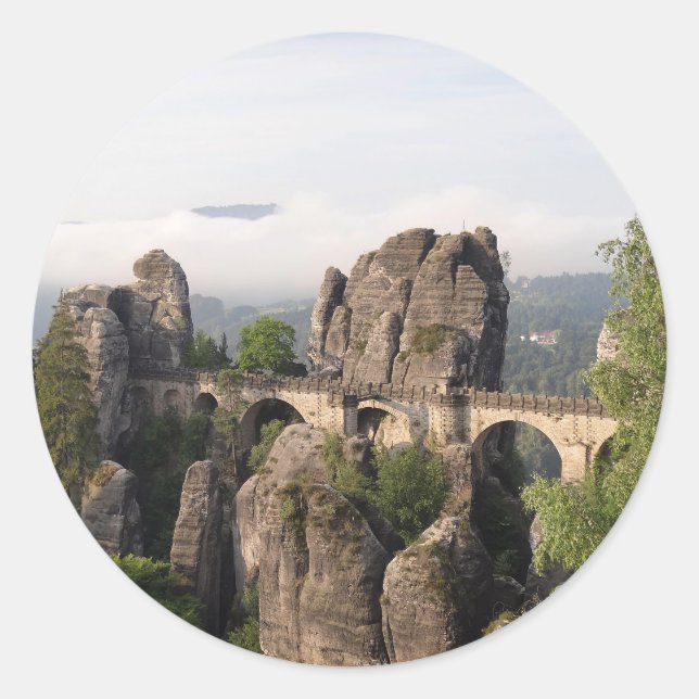 Bastei Bridge in Germany round sticker (Front)