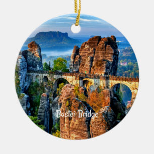 Bastei Bridge, Saxon, Switzerland Ceramic Tree Decoration