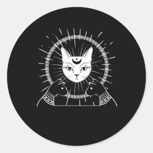 Bastet Ancient Egypt Cat Crescent Goth Moon Classic Round Sticker