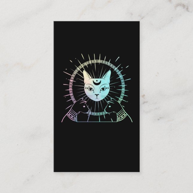 Bastet Ancient Egypt Cat Crescent Pastel Goth Moon Business Card (Front)