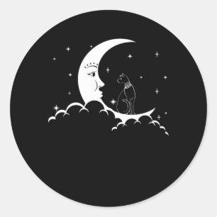 Bastet Ancient Egypt Cat Goth Moon Crescent Classic Round Sticker