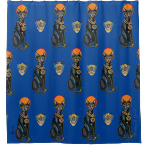 Bastet Black Cat Egyptian Scarab Maureen Girard Shower Curtain
