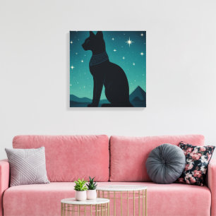 Bastet Canvas Starry Egyptian Cat Art Print