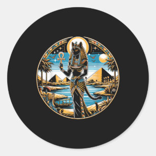 Bastet Cat Goddess Ancient Egypt Egyptian Mytholog Classic Round Sticker