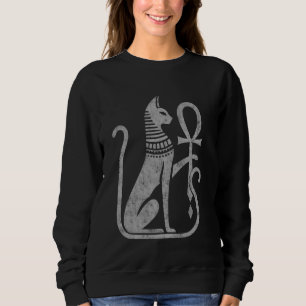 Bastet cat goddess ancient Egyptian ankh distresse Sweatshirt