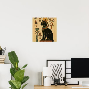 Bastet Cat Goddess Hieroglyphic Poster
