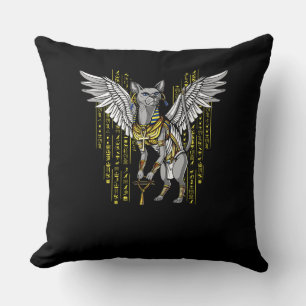 Bastet Egyptian Cat Goddess Ankh Hieroglyphs Cushion