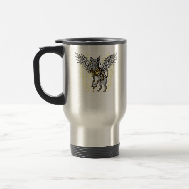 Bastet Egyptian Cat Goddess Ankh Hieroglyphs Travel Mug (Left)