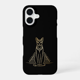 Bastet, Egyptian Cat Goddess in front of a pyramid iPhone 16 Case
