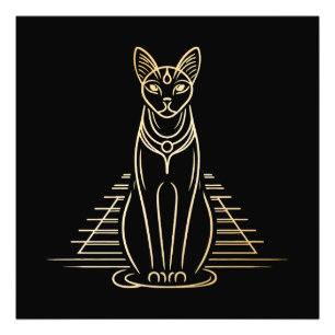 Bastet, Egyptian Cat Goddess in front of a pyramid Photo Print