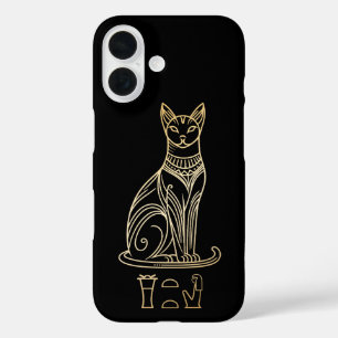 Bastet, Egyptian Cat Goddess. Name in hieroglyphs iPhone 16 Case