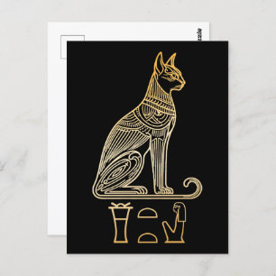 Bastet, Egyptian Cat Goddess. Name in hieroglyphs Postcard
