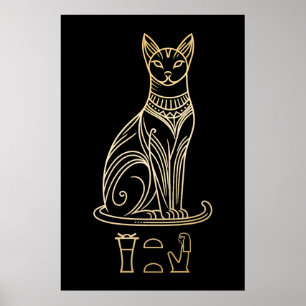 Bastet, Egyptian Cat Goddess. Name in hieroglyphs Poster