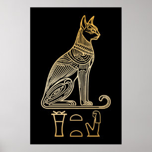 Bastet, Egyptian Cat Goddess. Name in hieroglyphs Poster