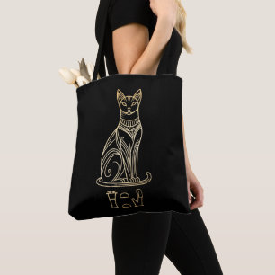 Bastet, Egyptian Cat Goddess. Name in hieroglyphs Tote Bag