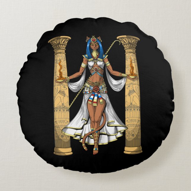 Bastet Egyptian Goddess Round Cushion (Front)