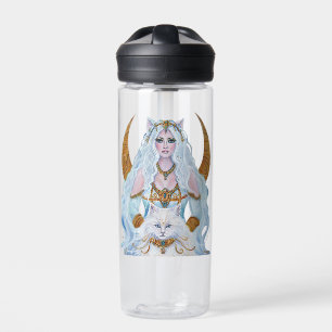 Bastet Egyptian goddess with cat by Renee Lavoie Water Bottle