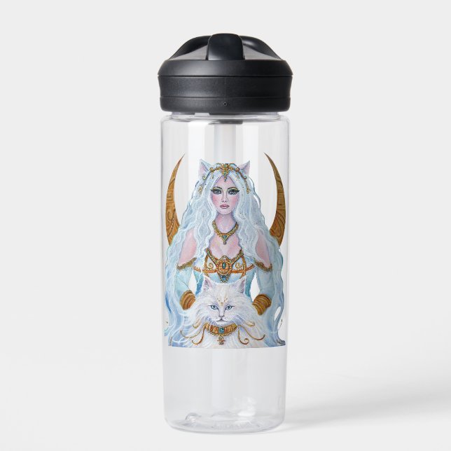 Bastet Egyptian goddess with cat by Renee Lavoie Water Bottle (Front)