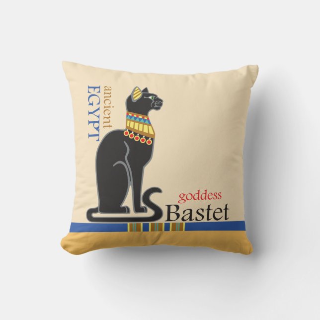 Bastet or Bast. Acient Egyptian goddess Cushion (Front)