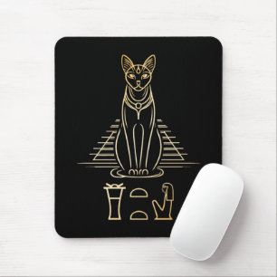 Bastet with name in hieroglyphs and Egypt Pyramid Mouse Mat