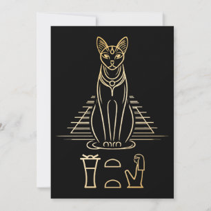 Bastet with name in hieroglyphs and Egypt Pyramid Thank You Card
