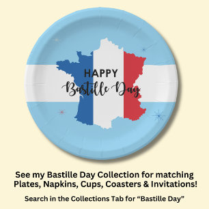 Bastille Day 14th July France French National 7" Paper Plate