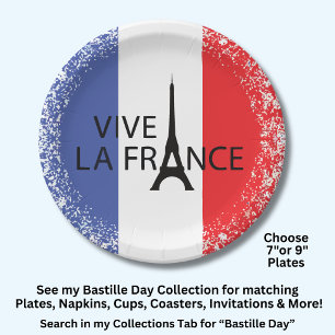 Bastille Day 14th July France French National 7" Paper Plate