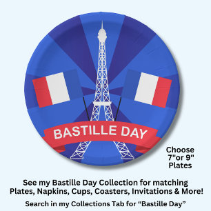 Bastille Day 14th July France French National Day Paper Plate