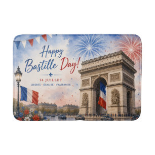 Bastille day Arc de triomphe Paris France firework Bath Mat
