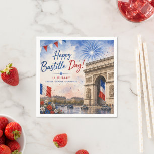 Bastille day Arc de triomphe Paris France firework Napkin
