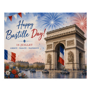 Bastille day Arc de triomphe Paris France firework Poster
