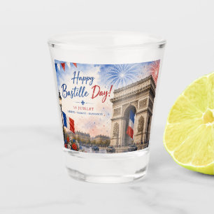Bastille day Arc de triomphe Paris France firework Shot Glass