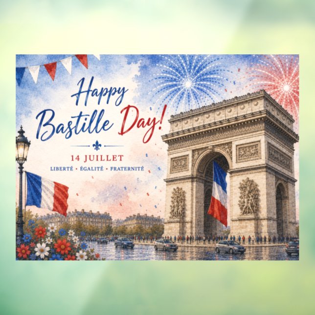 Bastille day Arc de triomphe Paris France firework Window Cling (Sheet 3)