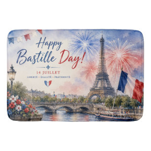 Bastille Day Eiffel Tower River Seine fireworks Bath Mat