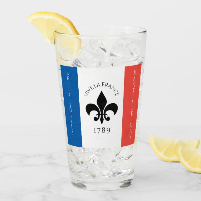 Bastille Day Fleur-de-Lis Tricolore France Flag Glass (Front Ice)