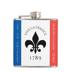 Bastille Day Fleur-de-Lis Tricolore France Flag Hip Flask