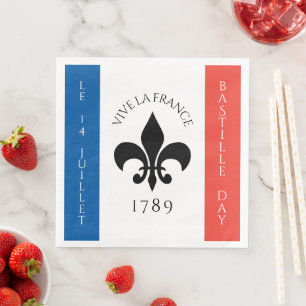 Bastille Day Fleur-de-Lis Tricolore France Flag Napkin