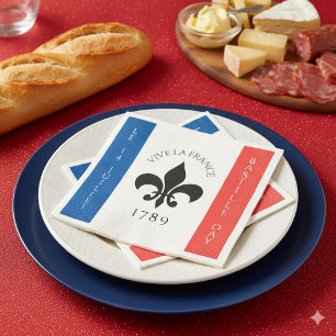 Bastille Day Fleur-de-Lis Tricolore France Flag Napkin