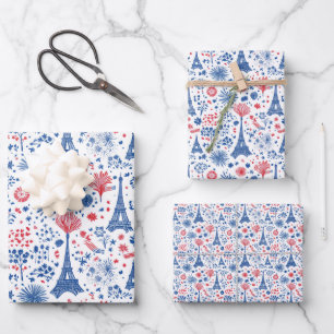 Bastille Day France Pattern 1 Wrapping Paper Sheet