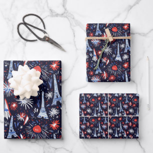 Bastille Day France Pattern 3 Wrapping Paper Sheet