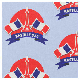 Bastille Day French Flags Eiffel Tower  Fabric