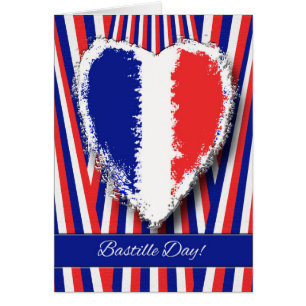 Bastille Day Greeting Card With Patriotic Heart