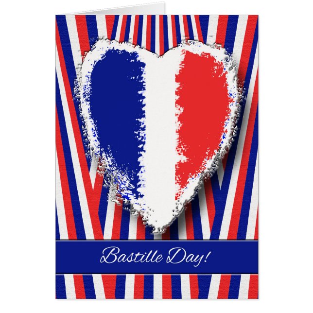 Bastille Day Greeting Card With Patriotic Heart (Front)
