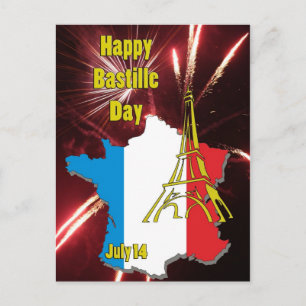 Bastille Day July 14 Postcard