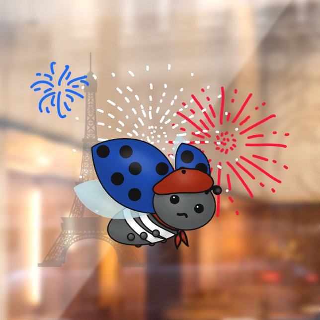 Bastille Day Ladybug, bored Window Cling (Sheet 2)