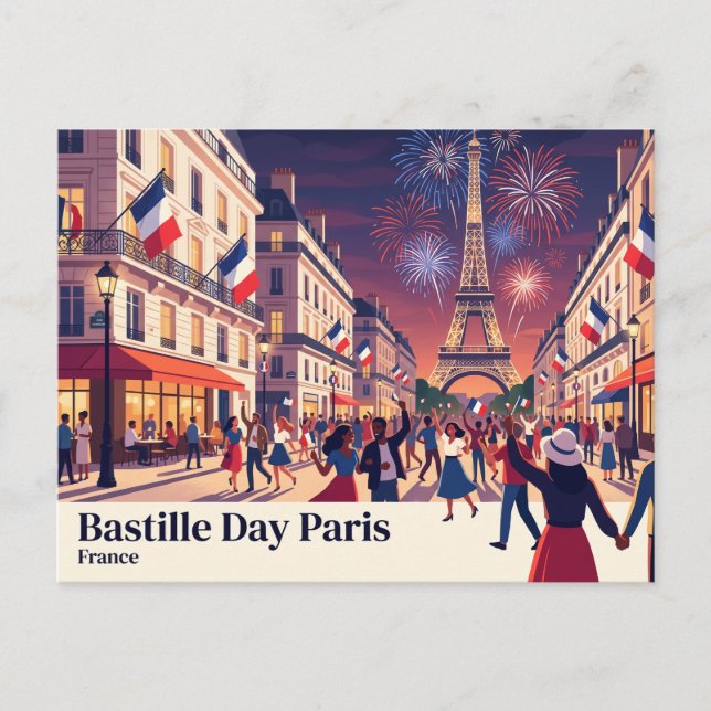 Bastille Day Paris France Postcard (Front)