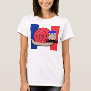 Bastille Day Snail with Moustache T-Shirt